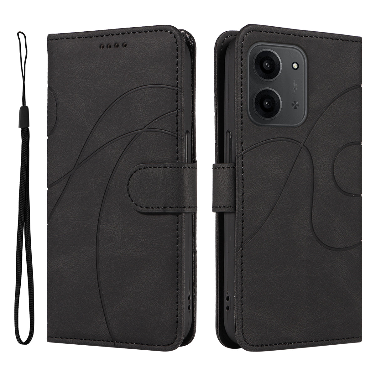 For Xiaomi Redmi 15C 4G (Global) (171mm) / Poco C85 4G (171mm) Wallet Case Leather Phone Cover Stand with Curved Line Design