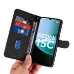 For Xiaomi Redmi 15C 4G (Global) (171mm) / Poco C85 4G (171mm) Wallet Case Leather Phone Cover Stand with Curved Line Design
