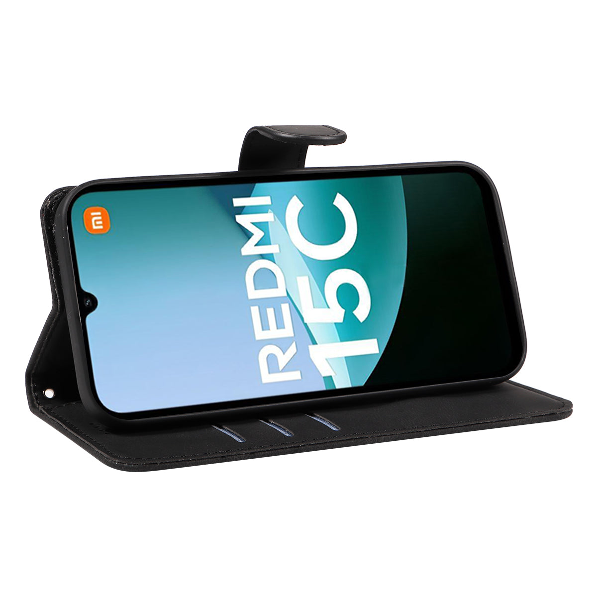 For Xiaomi Redmi 15C 4G (Global) (171mm) / Poco C85 4G (171mm) Wallet Case Leather Phone Cover Stand with Curved Line Design