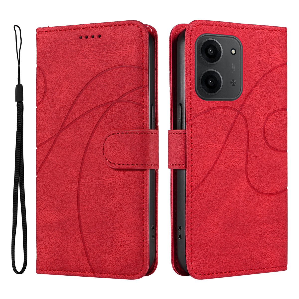 For Xiaomi Redmi 15C 4G (Global) (171mm) / Poco C85 4G (171mm) Wallet Case Leather Phone Cover Stand with Curved Line Design
