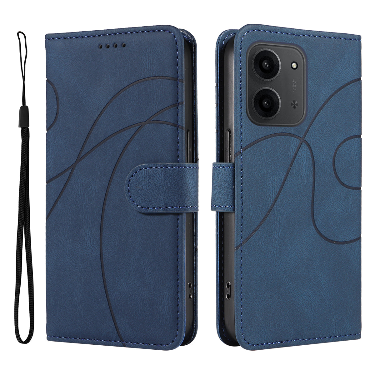 For Xiaomi Redmi 15C 4G (Global) (171mm) / Poco C85 4G (171mm) Wallet Case Leather Phone Cover Stand with Curved Line Design