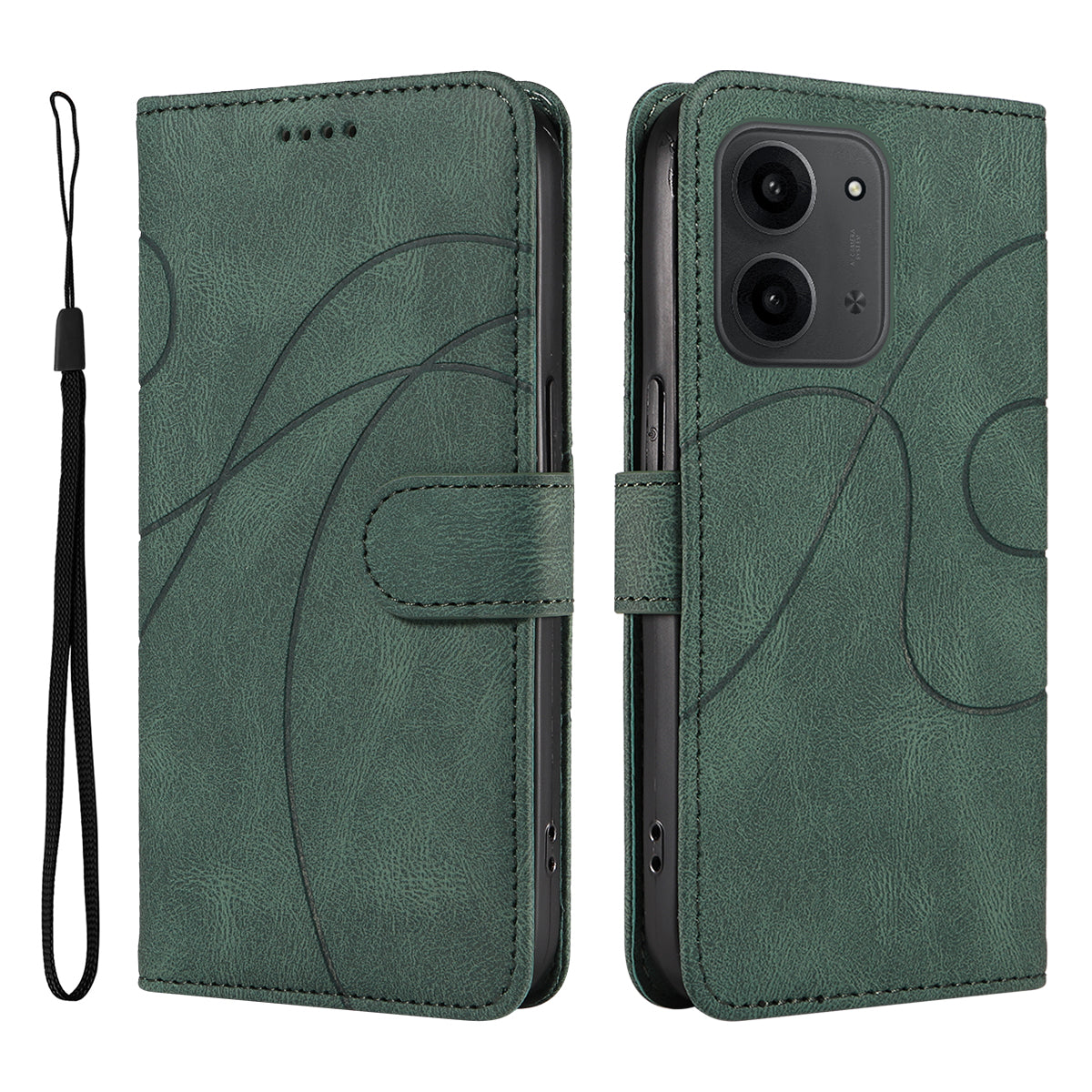For Xiaomi Redmi 15C 4G (Global) (171mm) / Poco C85 4G (171mm) Wallet Case Leather Phone Cover Stand with Curved Line Design