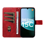 For Xiaomi Redmi 15C 4G (Global) (171mm) / Poco C85 4G (171mm) Leather Case Geometric Line Design Wallet Phone Cover with Wrist Strap