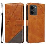 For Xiaomi Redmi 15C 4G (Global) (171mm) / Poco C85 4G (171mm) Leather Case Geometric Line Design Wallet Phone Cover with Wrist Strap