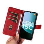 Xiaomi Redmi 15C 5G (EU) (173 mm) / 15C 4G (EU) (173 mm) Läderfodral Geometrisk linjedesign Plånboksfodral med handledsrem