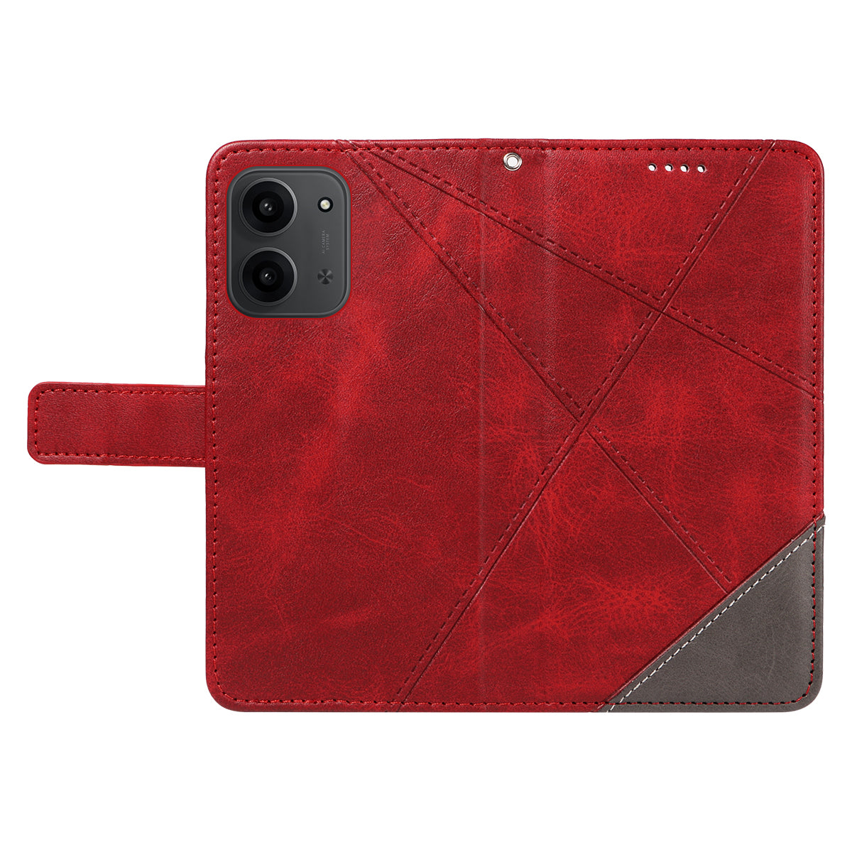 Xiaomi Redmi 15C 5G (EU) (173 mm) / 15C 4G (EU) (173 mm) Läderfodral Geometrisk linjedesign Plånboksfodral med handledsrem