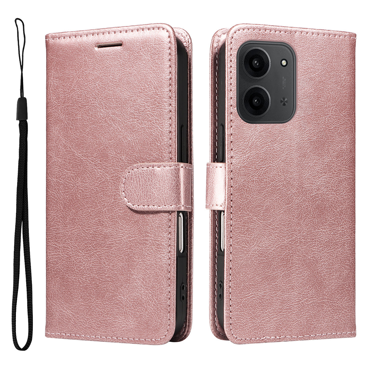 For Xiaomi Redmi 15C 4G (Global) (171mm) / Poco C85 4G (171mm) Leather Wallet Case with Strap Solid Color Phone Stand Cover