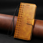 For Xiaomi Redmi 15C 5G (EU) (173mm) / 15C 4G (EU) (173mm) Leather Case Wallet Stand Grids Imprinted Phone Cover with Strap