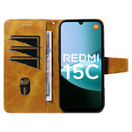 For Xiaomi Redmi 15C 5G (EU) (173mm) / 15C 4G (EU) (173mm) Leather Case Wallet Stand Grids Imprinted Phone Cover with Strap