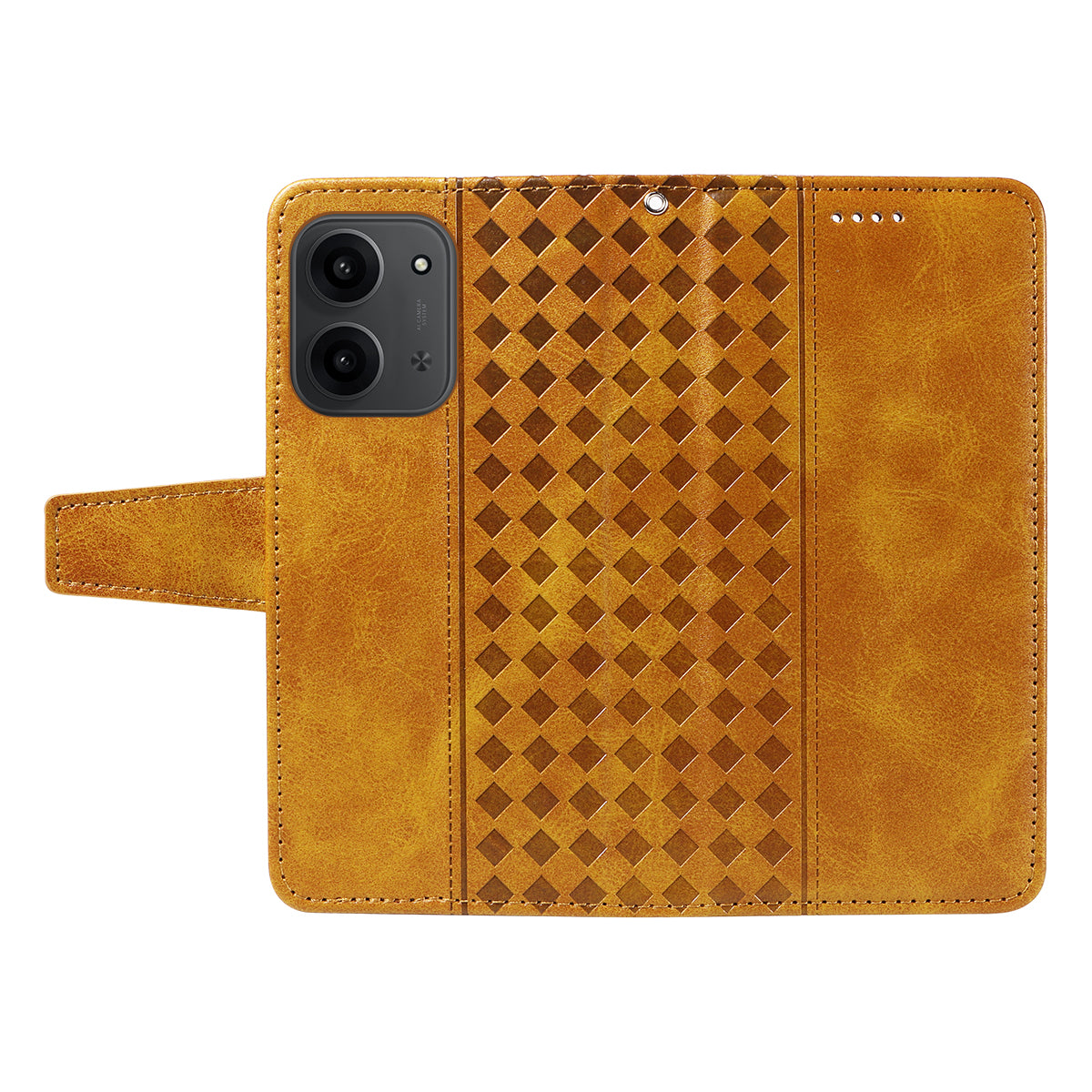 For Xiaomi Redmi 15C 5G (EU) (173mm) / 15C 4G (EU) (173mm) Leather Case Wallet Stand Grids Imprinted Phone Cover with Strap
