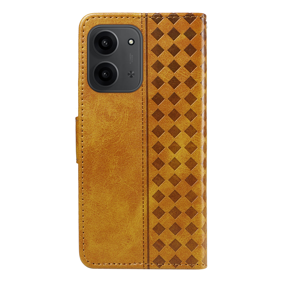 For Xiaomi Redmi 15C 5G (EU) (173mm) / 15C 4G (EU) (173mm) Leather Case Wallet Stand Grids Imprinted Phone Cover with Strap