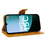 For Xiaomi Redmi 15C 5G (EU) (173mm) / 15C 4G (EU) (173mm) Leather Case Wallet Stand Grids Imprinted Phone Cover with Strap