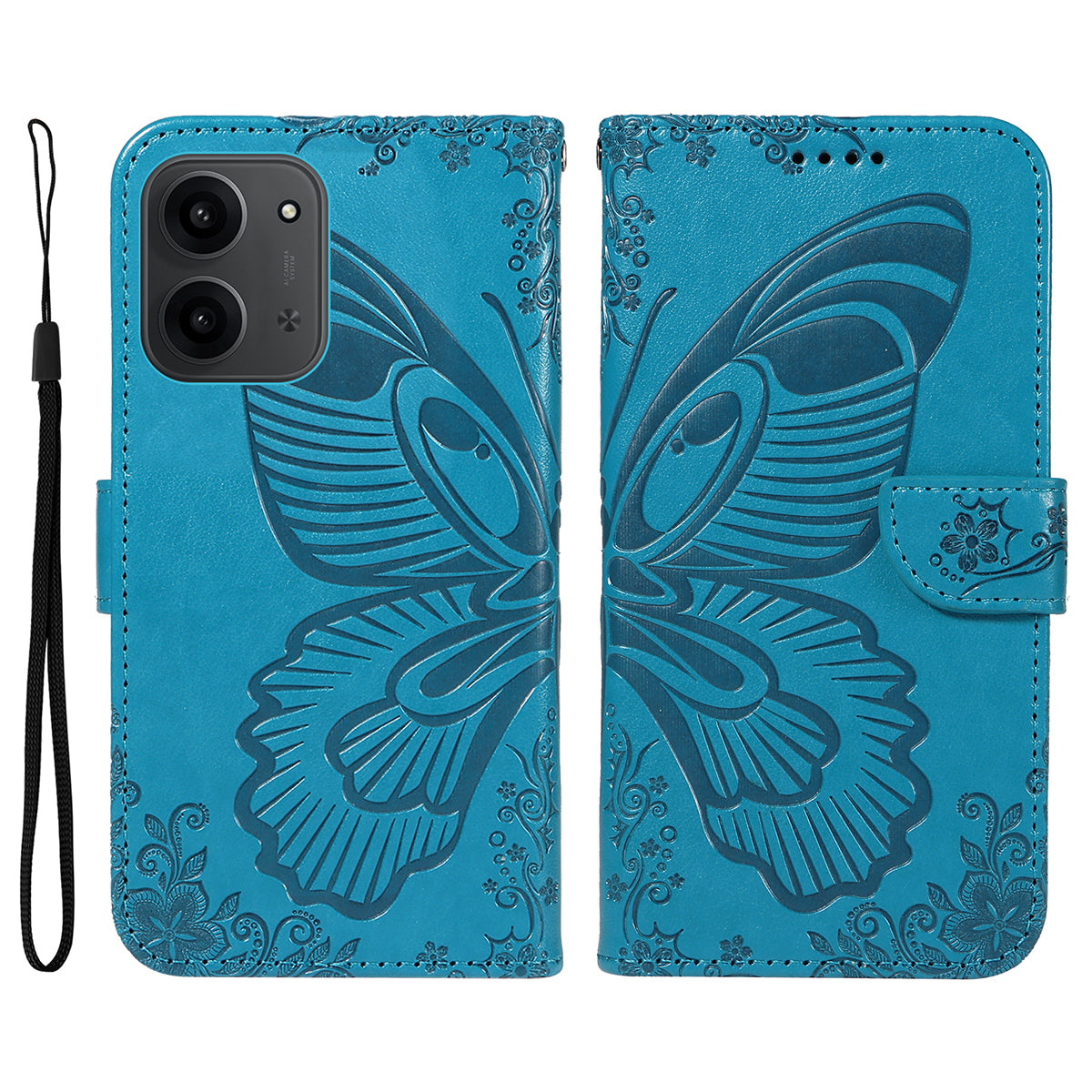 For Xiaomi Redmi 15C 4G (Global) (171mm) / Poco C85 4G (171mm) Case Butterfly Pattern PU Leather Folio Flip Phone Cover