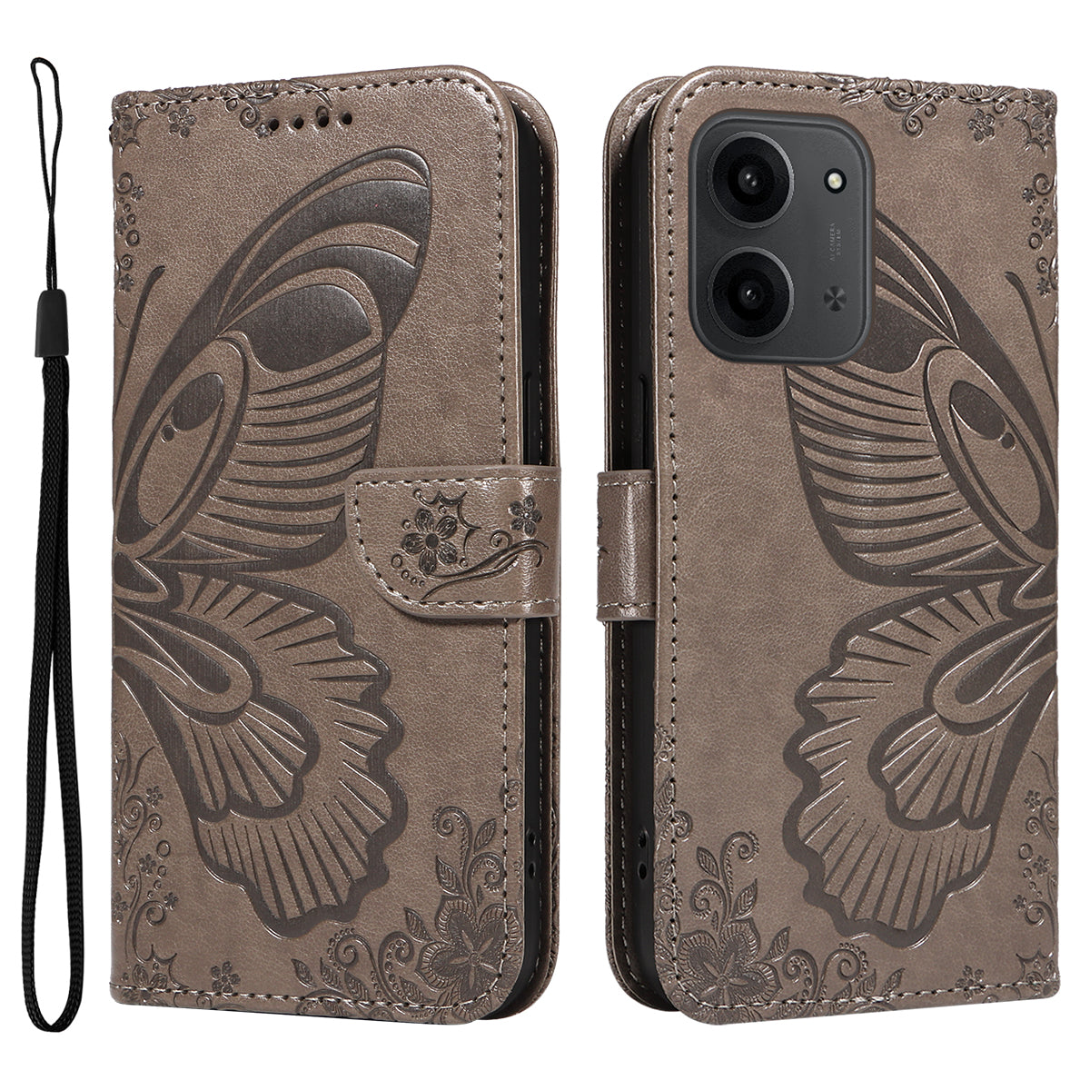 For Xiaomi Redmi 15C 4G (Global) (171mm) / Poco C85 4G (171mm) Case Butterfly Pattern PU Leather Folio Flip Phone Cover