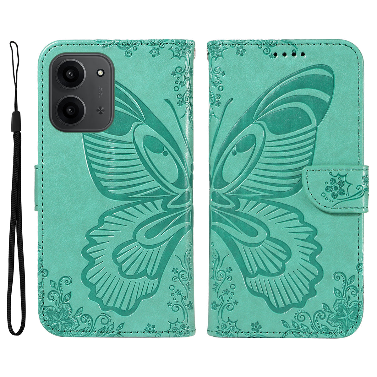 For Xiaomi Redmi 15C 4G (Global) (171mm) / Poco C85 4G (171mm) Case Butterfly Pattern PU Leather Folio Flip Phone Cover