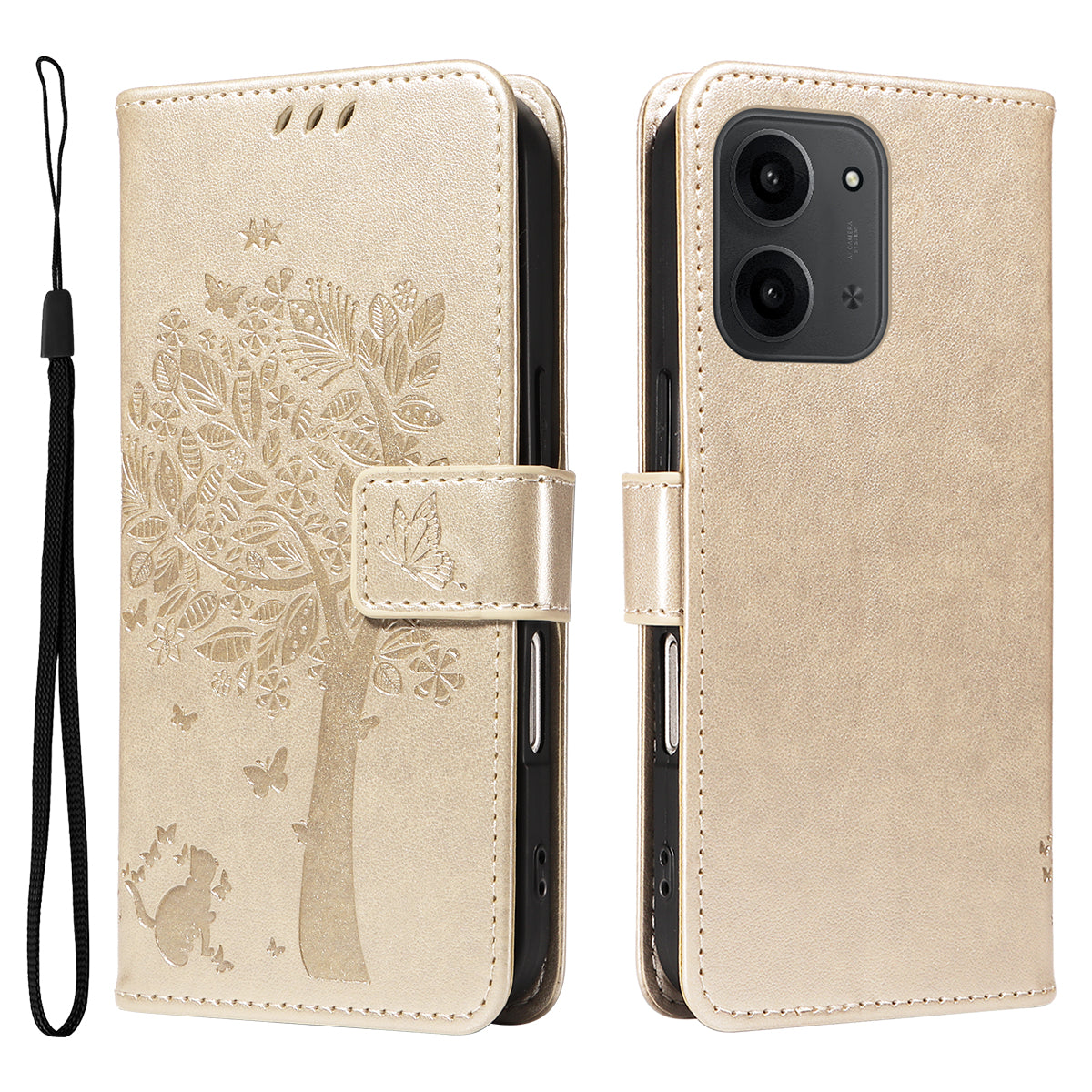 For Xiaomi Redmi 15C 5G (EU) (173mm) / 15C 4G (EU) (173mm) Phone Case with Stand Cat Tree Pattern Leather Wallet Mobile Cover