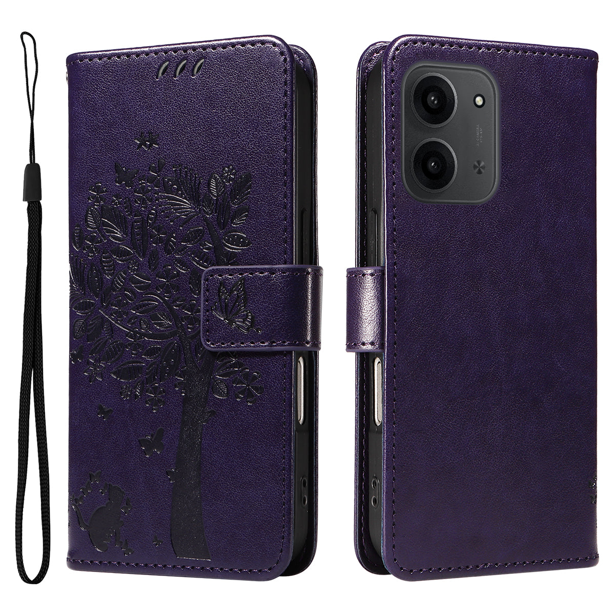For Xiaomi Redmi 15C 5G (EU) (173mm) / 15C 4G (EU) (173mm) Phone Case with Stand Cat Tree Pattern Leather Wallet Mobile Cover