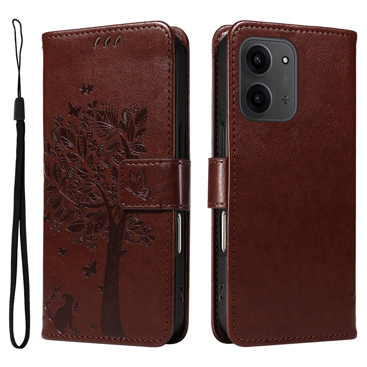For Xiaomi Redmi 15C 5G (EU) (173mm) / 15C 4G (EU) (173mm) Phone Case with Stand Cat Tree Pattern Leather Wallet Mobile Cover