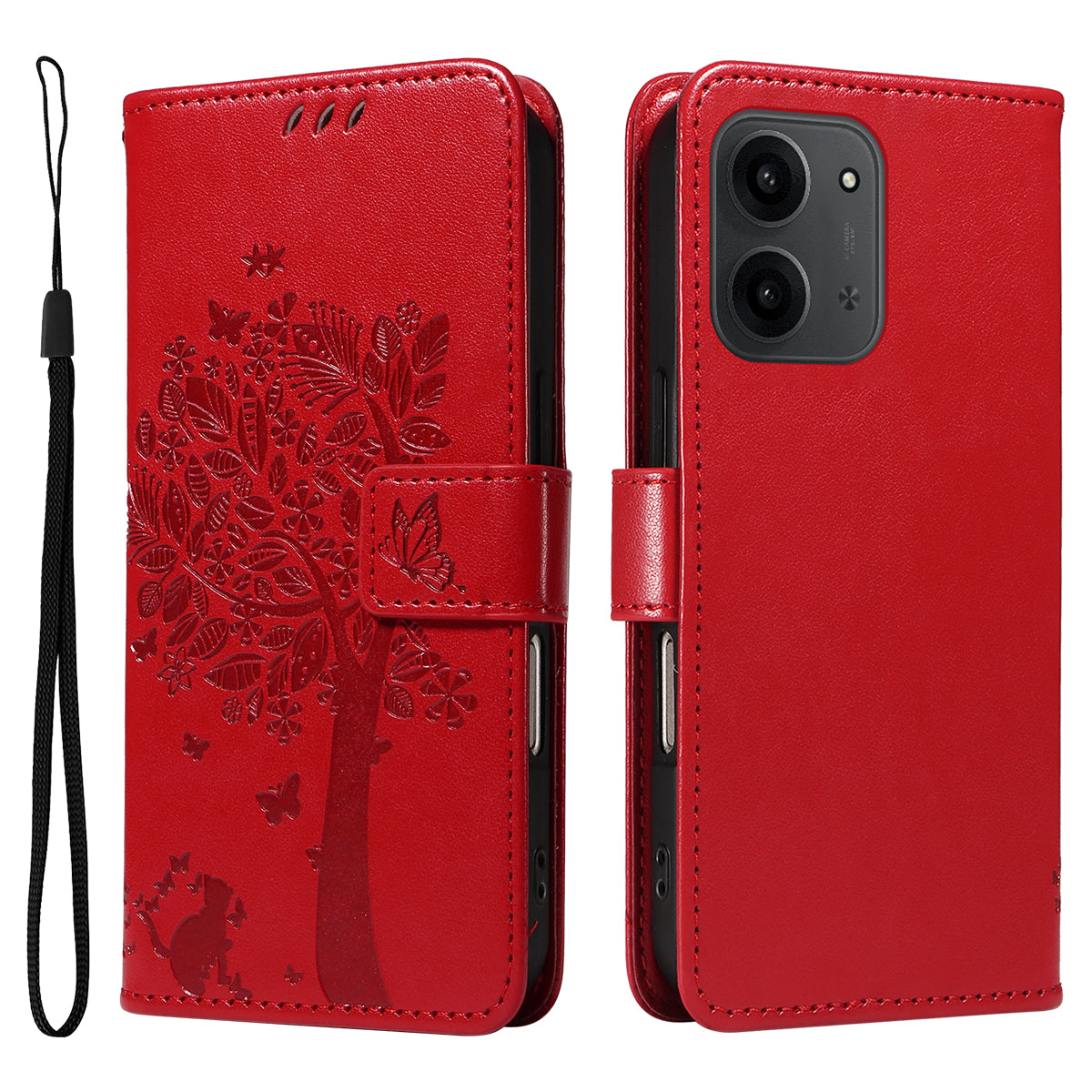 For Xiaomi Redmi 15C 5G (EU) (173mm) / 15C 4G (EU) (173mm) Phone Case with Stand Cat Tree Pattern Leather Wallet Mobile Cover