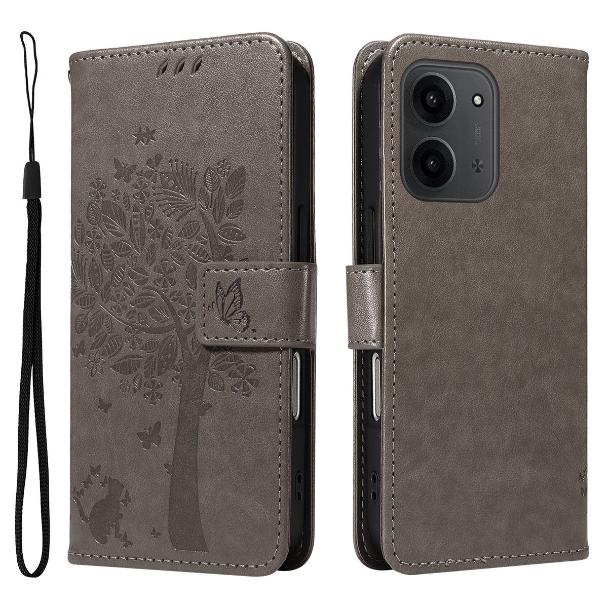For Xiaomi Redmi 15C 5G (EU) (173mm) / 15C 4G (EU) (173mm) Phone Case with Stand Cat Tree Pattern Leather Wallet Mobile Cover