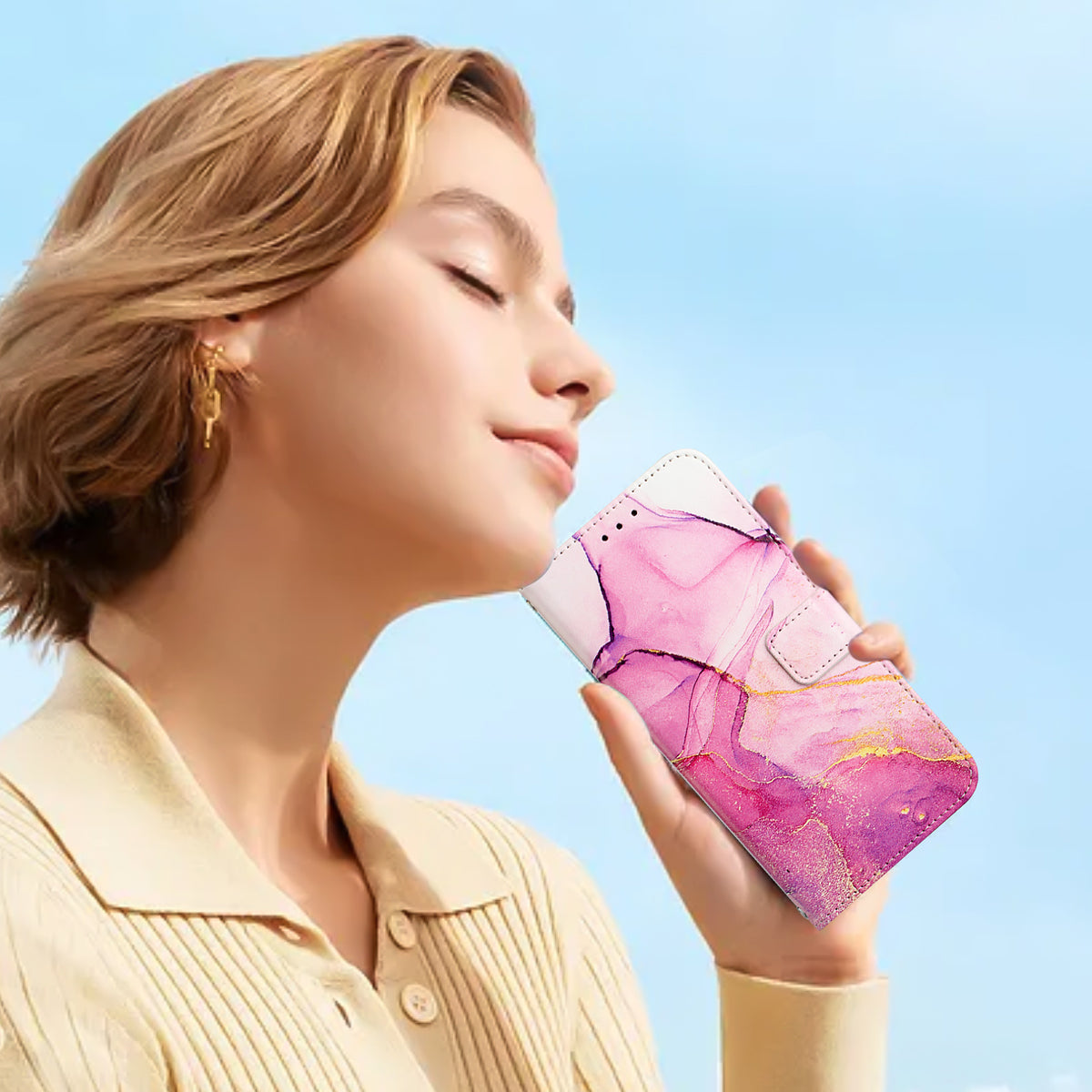 For Xiaomi Redmi 15C 5G (Global) (171mm) / 15C 4G (Global) (171mm) / Poco C85 4G (171mm) Case with Strap Marble Pattern Leather Phone Cover Card Holder