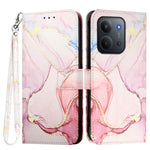 For Xiaomi Redmi 15C 5G (Global) (171mm) / 15C 4G (Global) (171mm) / Poco C85 4G (171mm) Case with Strap Marble Pattern Leather Phone Cover Card Holder