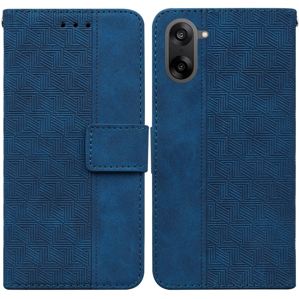 OnePlus Nord CE5 5G / Ace 5 Racing 5G-skal med geometriskt mönster, läderplånbok och handledsrem