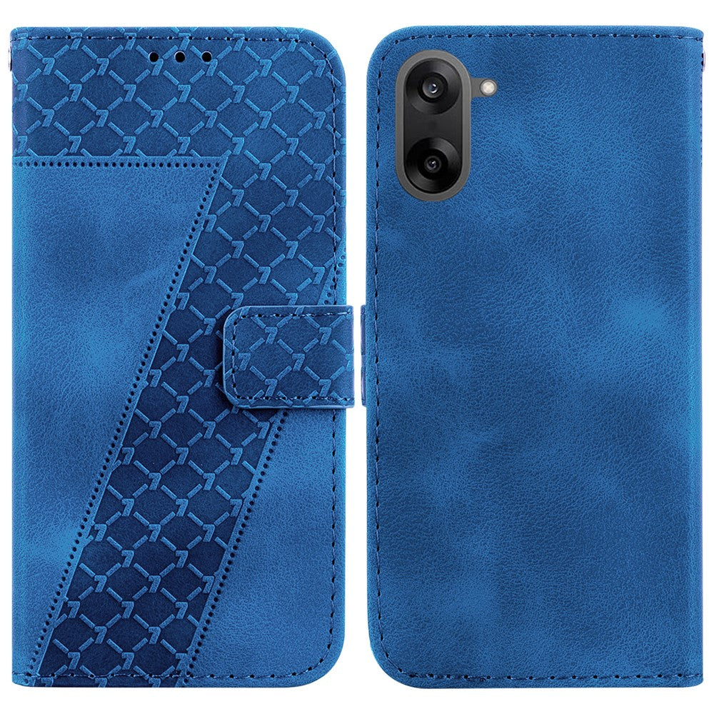 For OnePlus Nord CE5 5G / Ace 5 Racing 5G Stand Case 7-Shaped Pattern Imprint Leather Phone Cover with Strap