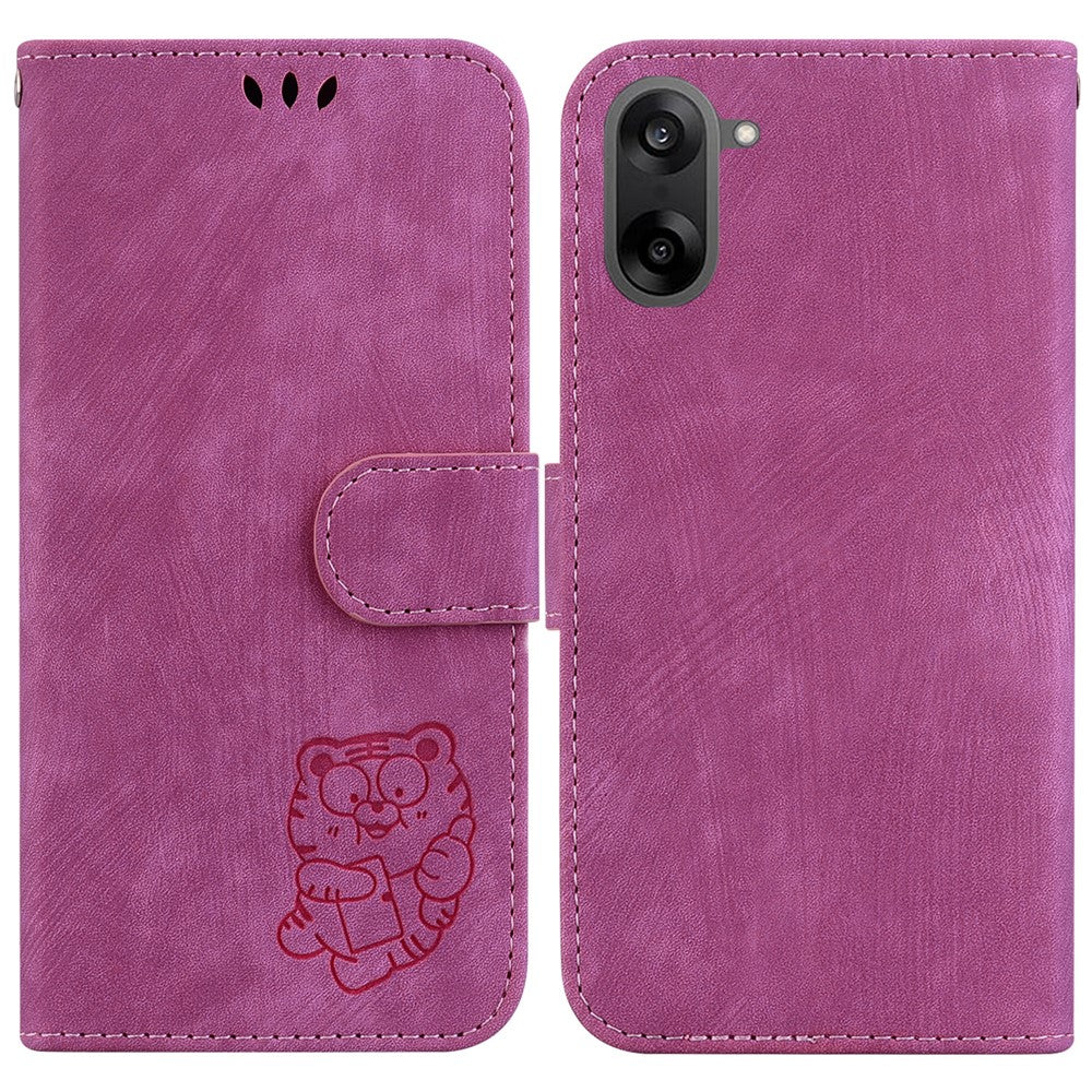 OnePlus Nord CE5 5G / Ace 5 Racing 5G Plånboksfodral Tiger Imprint Läder Stötsäkert mobilfodral med Handledsrem