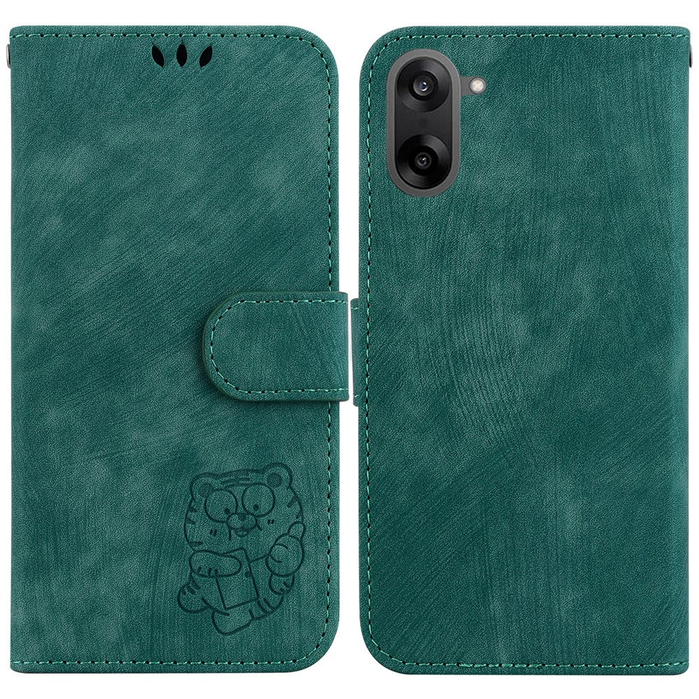 OnePlus Nord CE5 5G / Ace 5 Racing 5G Plånboksfodral Tiger Imprint Läder Stötsäkert mobilfodral med Handledsrem