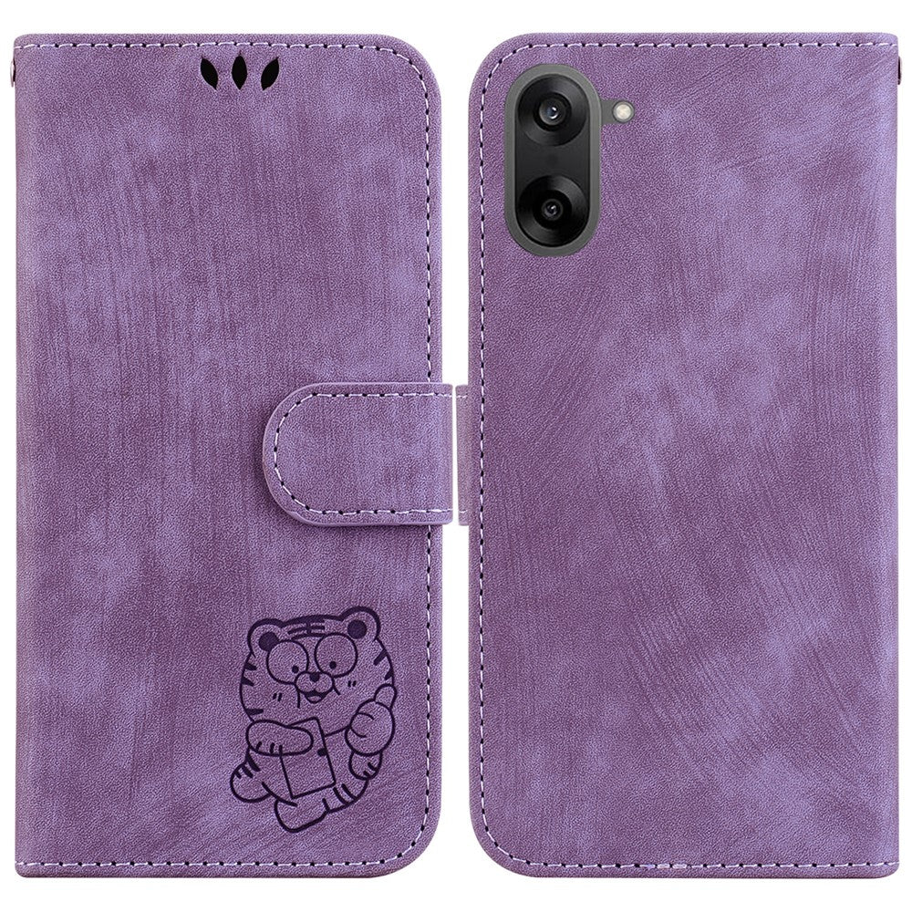 OnePlus Nord CE5 5G / Ace 5 Racing 5G Plånboksfodral Tiger Imprint Läder Stötsäkert mobilfodral med Handledsrem