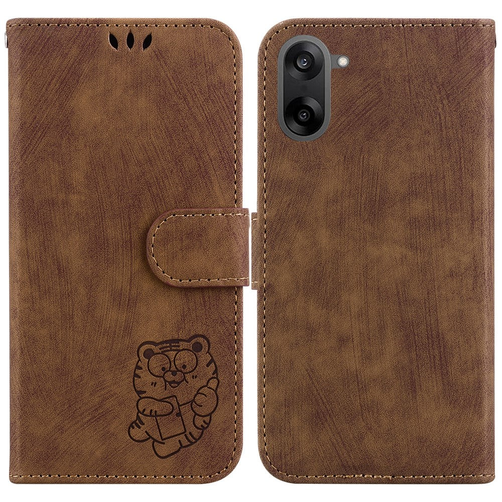 OnePlus Nord CE5 5G / Ace 5 Racing 5G Plånboksfodral Tiger Imprint Läder Stötsäkert mobilfodral med Handledsrem