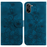 OnePlus Nord CE5 5G / Ace 5 Racing 5G Stativskal Lily Flower Imprint Lädermobilskal med Handledsrem