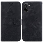 OnePlus Nord CE5 5G / Ace 5 Racing 5G Stativskal Lily Flower Imprint Lädermobilskal med Handledsrem