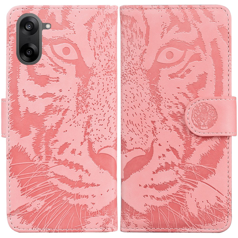 OnePlus Nord CE5 5G / Ace 5 Racing 5G-skal Tiger Imprint läderplånboksfodral