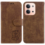 Pung-etui til Xiaomi Redmi 15C 5G (EU) (173 mm) / 15C 4G (EU) (173 mm), tigeraftryk, læder, stødsikkert mobilcover med håndledsrem