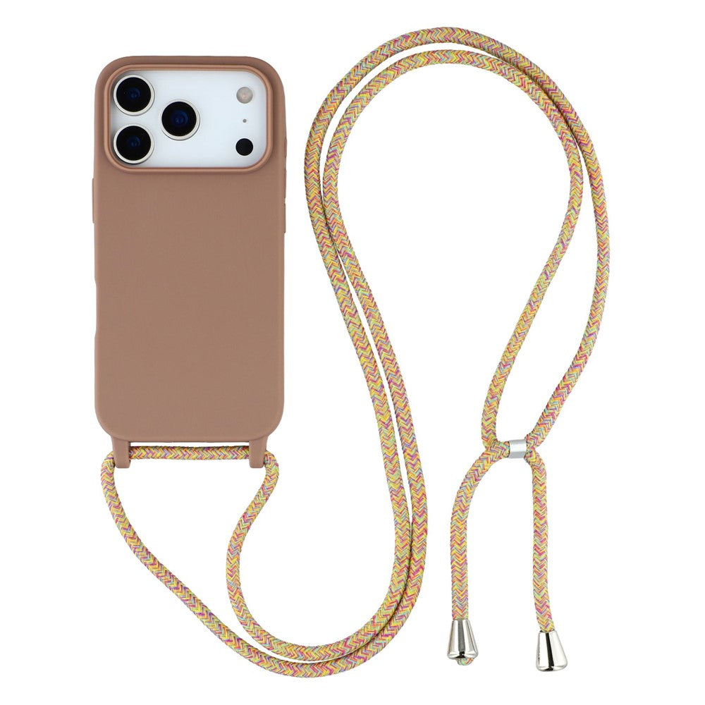For iPhone 17 Pro Case TPU Soft Shockproof Phone Cover with Adjustable Lanyard