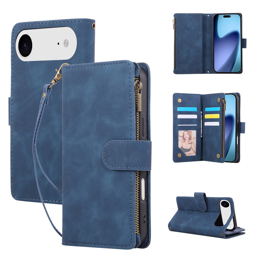 Til iPhone Air Cover med Lynlås Pung Flere Kortlommer Læder Telefoncover med Håndrem