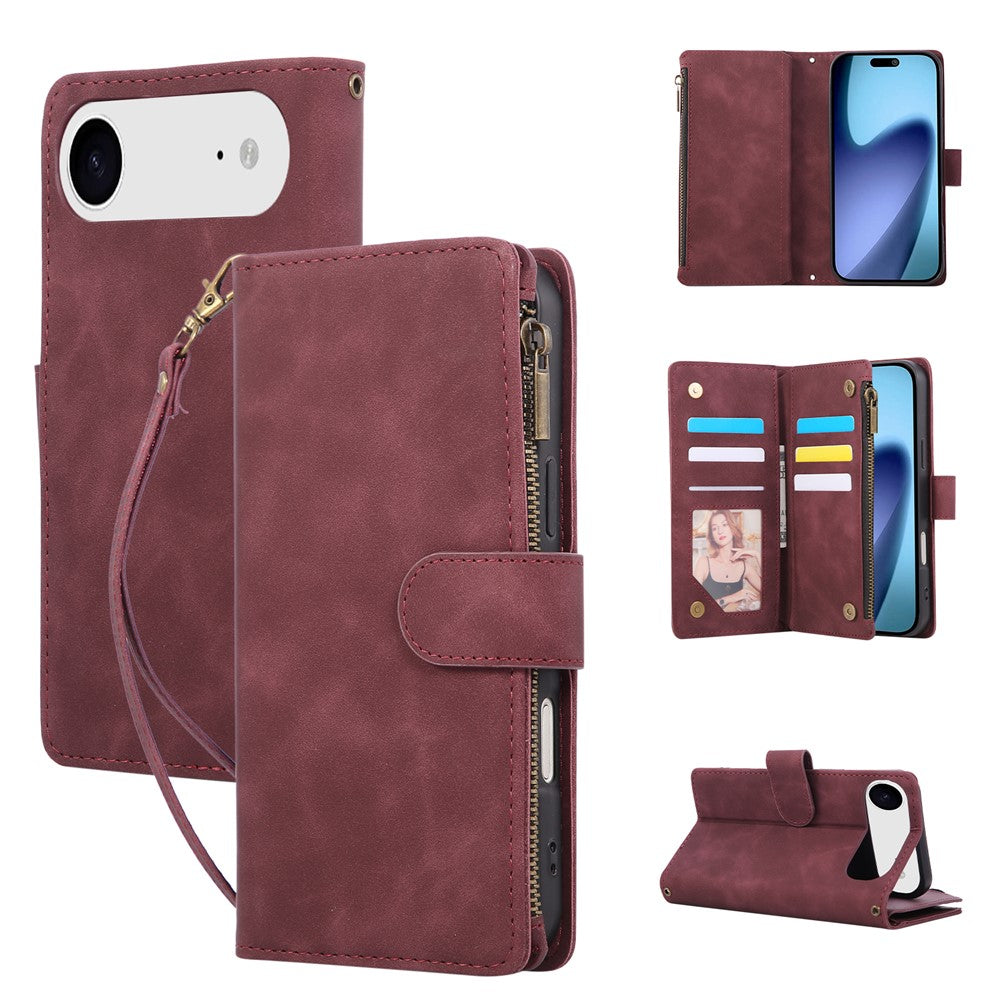 Til iPhone Air Cover med Lynlås Pung Flere Kortlommer Læder Telefoncover med Håndrem