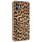 Til iPhone 12 Cover Leopardprint PU-læderbelagt PC + TPU Galvaniseret Telefoncover