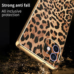 Til iPhone 12 Cover Leopardprint PU-læderbelagt PC + TPU Galvaniseret Telefoncover