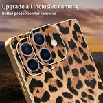 Til iPhone 12 Cover Leopardprint PU-læderbelagt PC + TPU Galvaniseret Telefoncover