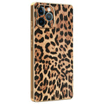 For iPhone 12 Pro Case Leopard Print PU Leather Coated PC + TPU Electroplating Phone Cover