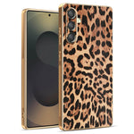 Til Samsung Galaxy A15 5G Cover Leopardprint PU-læderbelagt PC + TPU Galvaniseret Telefoncover