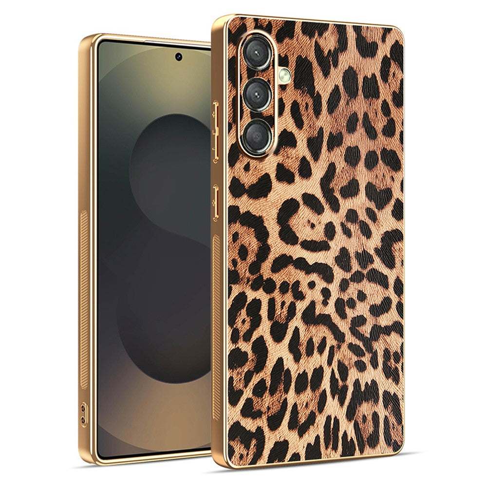 For Samsung Galaxy A18 5G / A18 4G / A17 5G / A17 4G Case Leopard Print PU Leather Coated PC + TPU Electroplating Phone Cover