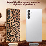 For Samsung Galaxy A25 5G (Global) (161.0mm) Case Leopard Print PU Leather Coated PC + TPU Electroplating Phone Cover