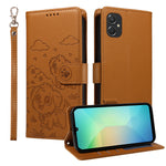 Cover til Samsung Galaxy A08 5G / A08 4G / A07 4G / A07s 4G / M06 5G / F06 5G / A06 4G / A06 5G, RFID-blokerende PU-lædercover med hundemønster og håndledsrem