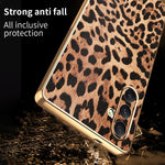 For Samsung Galaxy A34 5G Case Leopard Print PU Leather Coated PC + TPU Electroplating Phone Cover