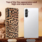 For Samsung Galaxy A34 5G Case Leopard Print PU Leather Coated PC + TPU Electroplating Phone Cover