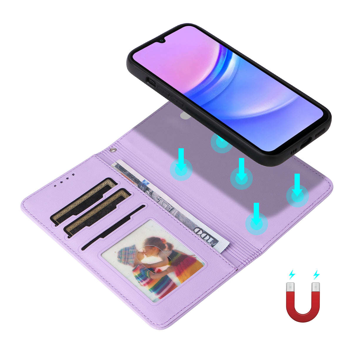 BETOPNICE magnetisk cover til Samsung Galaxy A18 5G / A18 4G / A17 5G / A17 4G, aftageligt mobilcover i PU-læder med rem